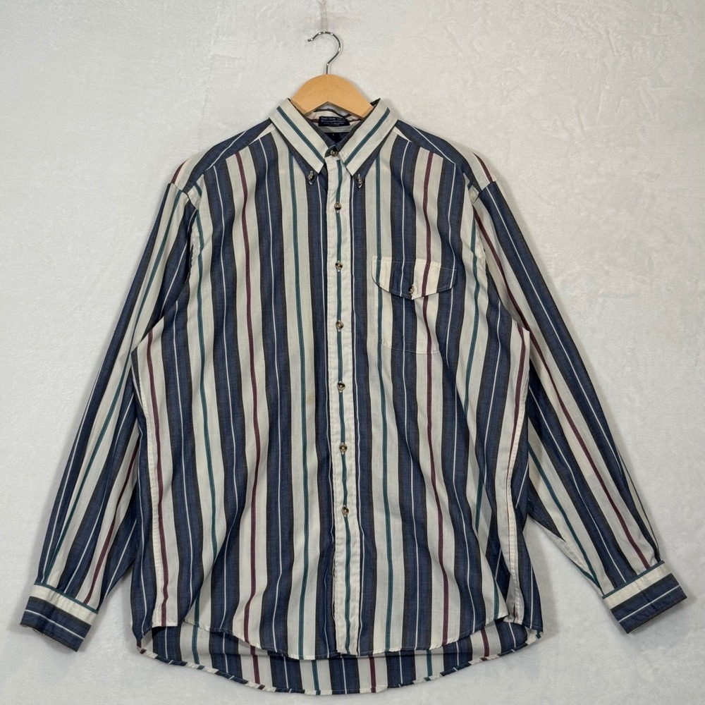 Vintage Stanley Blacker Multicolor Striped Button Down Shirt Large